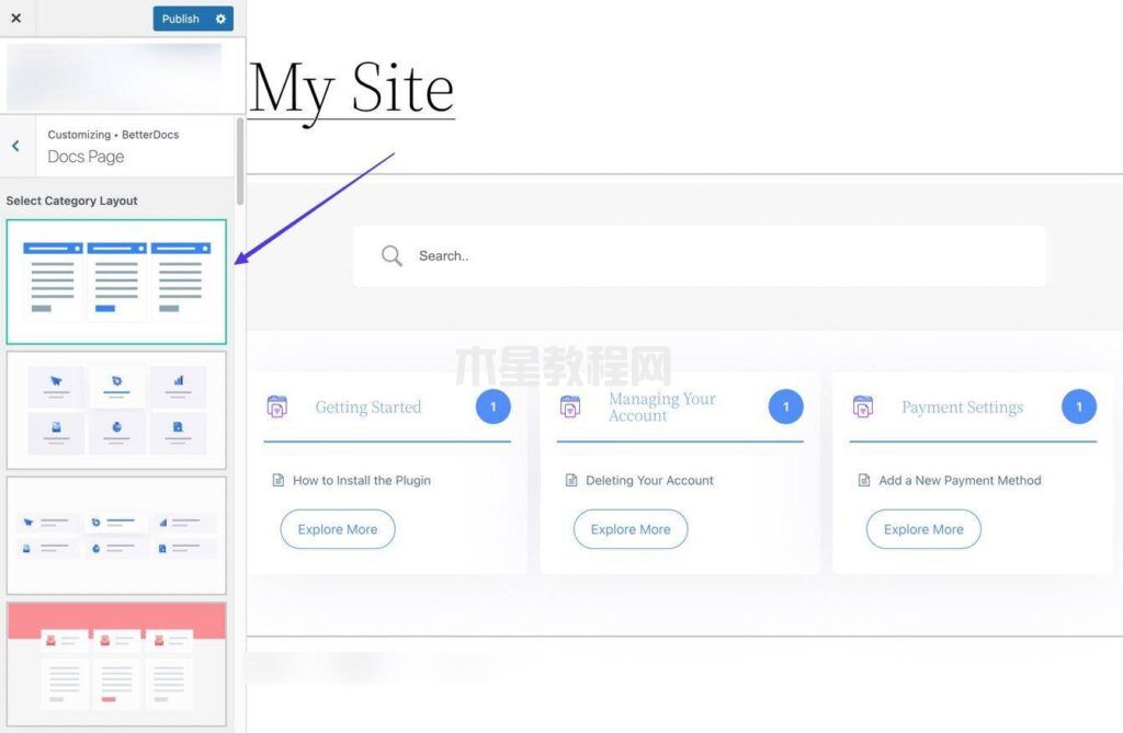 选择布局，并在WordPress Customizer中自定义设计